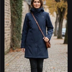 The North Face Gray Logo Hoodie jacket blue size S